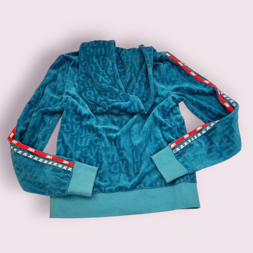 Y2k Juicy Couture Terry Cloth Turquoise Track Jacket Blue - Picture 4 of 4